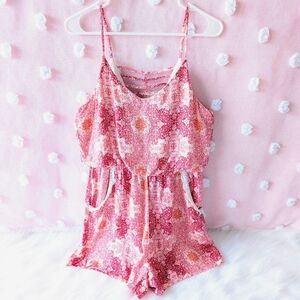 Floral Paisley, Women's Romper, Small, Pockets, Open Back, Cute